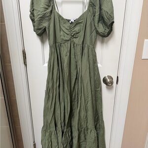 Green Puff Sleeve Dress
